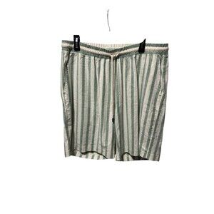 Daniel Buchler NWT Lounge Shorts Size XL Green/Cream Stripes Linen/Cotton